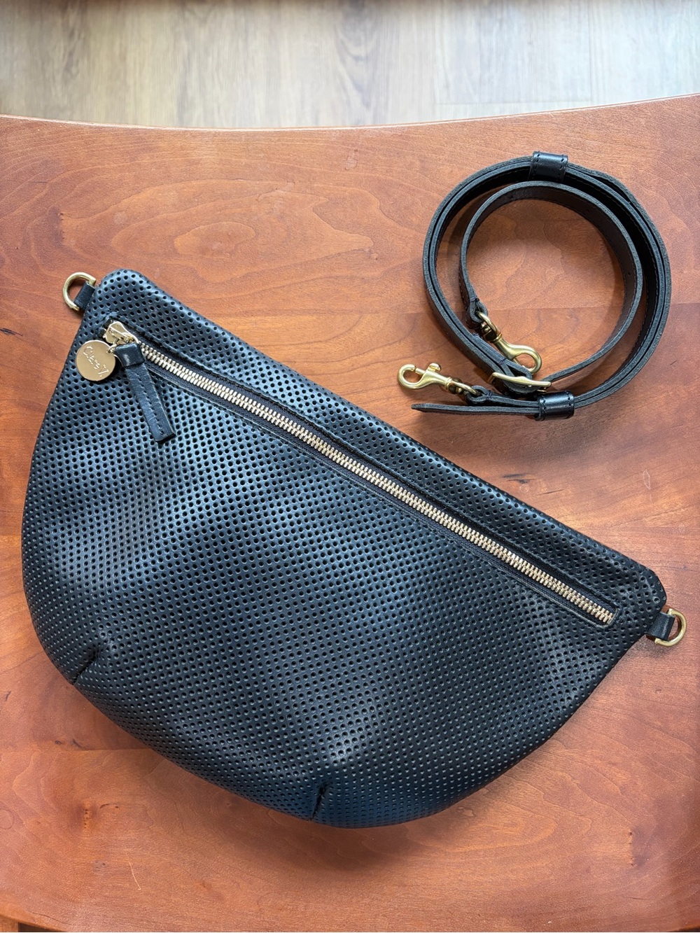 Clare V Grande Fanny Black Perforated Leather - Picture 2 of 7